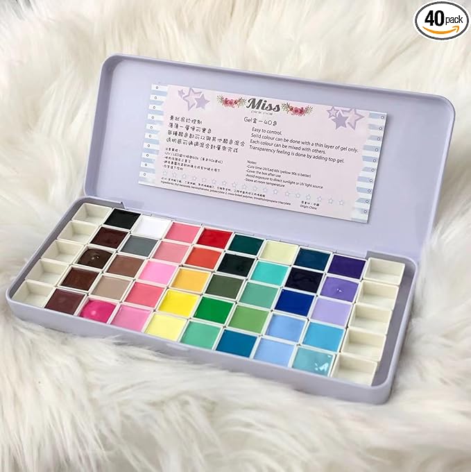 Gel palette Painting gel for nail art 40colors individual squares UV LED Gel for Nail Art DIY