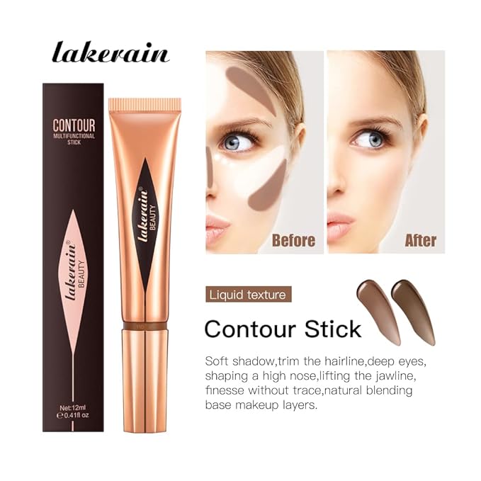 Liquid Contour Beauty Stick, Contour Stick, Bronzer Stick,Multi-Function Beauty Stick, Cream Contour With Cushion Applicator, Liquid Contour Stick, Women's Contour Makeup (05#)