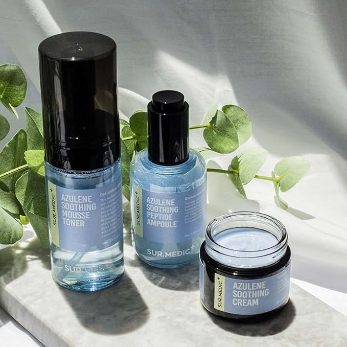 SURMEDIC AZULENE Moisturizing Soothing Ampoule, Hydrating Calming Relief Facial Serum for Dry Face, Sensitive Skin, Barrier Repair, Korean Skin Care 80ml, 2.7 oz