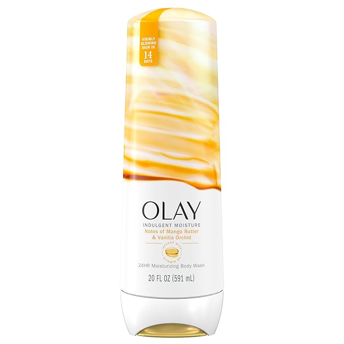 Olay Body Wash for Women, Indulgent Moisture, 24hr Moisturizing & Nourishing Formula, Infused with Vitamin B3 Complex, Luxurious Fragrances, Mango Butter & Vanilla Orchid Scent, 20 fl oz