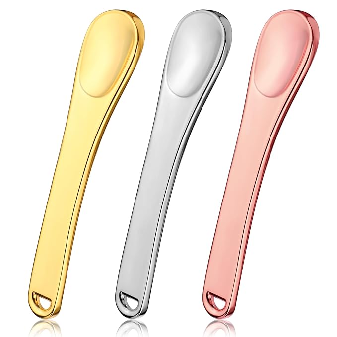Prasacco 3 Pcs Skincare Spatula Metal Makeup Spatula Mini Cosmetic Spatula Small Scoops Facial Applicator Tool Beauty Spatula For Face Mask Eye Cream Lotions Moisturizers