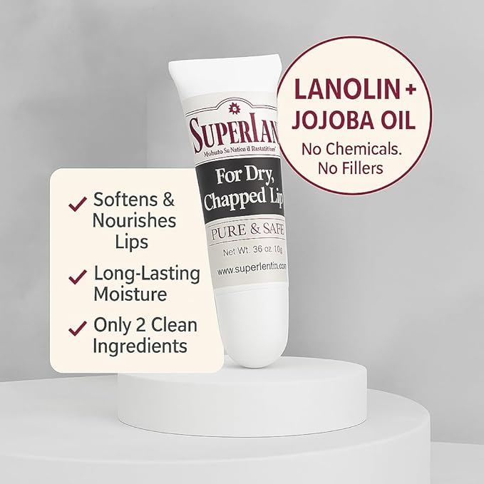 Lanolin Lip Balm 2 pack - Organic Lip Repair for Hot/Dry Weather - Natural nipple cream - Moisturizer for cracked lips - Hydrating lip care - Ultra pure jojoba oil - Chapstick For Men & Women 0.70 Oz