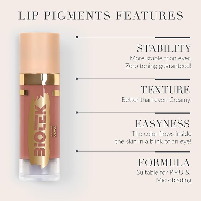 Biotek Lip Pigment for Permanent Makeup - Brownish Color for Lip - Made in Italy - Glace 0,61 fl.oz.