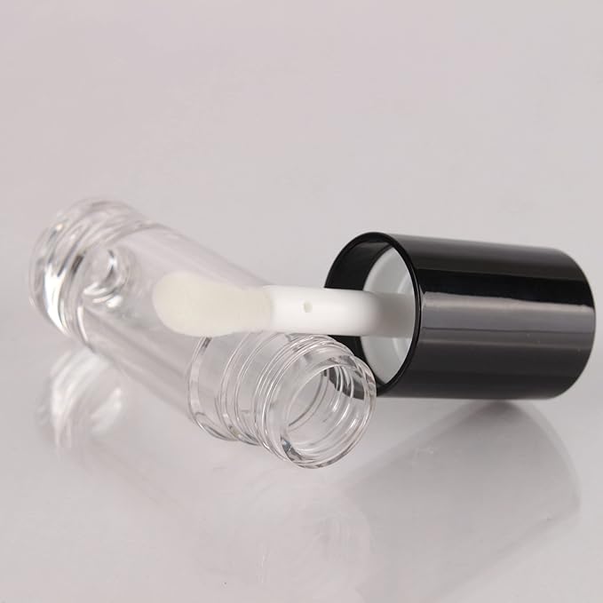 COSIDEA 14pcs Empty 6ml big doe foot wand Chunky lip gloss tubes for DIY lipgloss,Pink round lipgloss containers tubes with thick wand (Black)