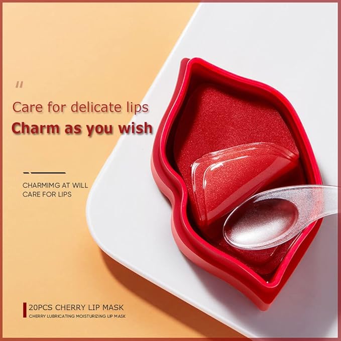 20Pcs Moisturizing Restores Moisture Lip Mask for Dry Lips and Lip Lines Overnight Lip Care, Gel Treatment Plumping Lips Mask (Red)