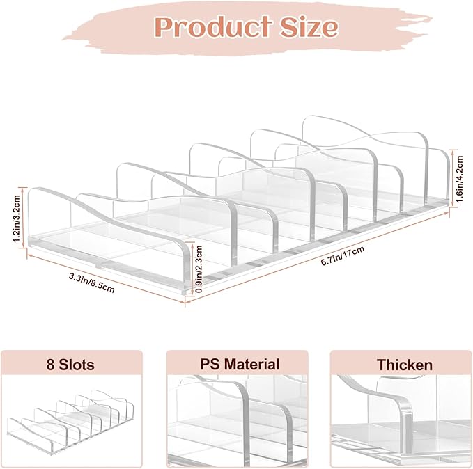 FLMOUTN 4 Pack Makeup Pallet Organizer Eyeshadow Palette Organizers Acrylic 8-Cell Make up Palette Holder Cosmetic Storage for Contour Kit, Eye Shadow, Blush