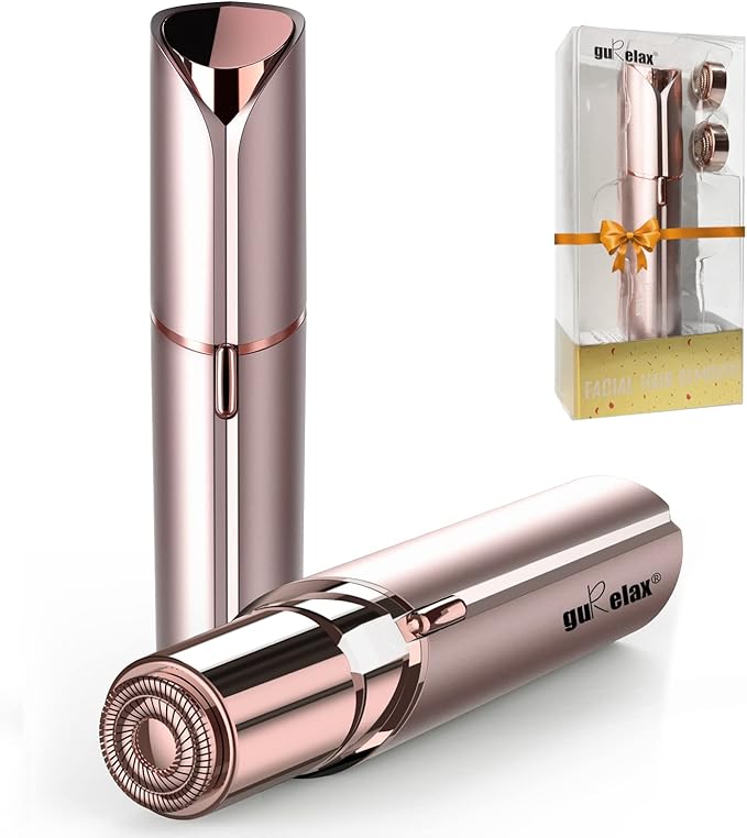 gurelax Facial Hair Remover for Women, Painless Hair Removal Device(with 2 x Replacement Heads) -Best Touch Face Shaver for Mother/Wife/Girlfriend, Electric Razors for Upper Lip, Chin
