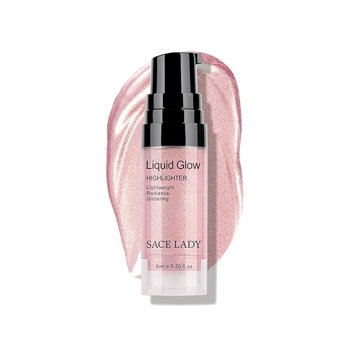 SACE LADY Liquid Highlighter Makeup Shimmer and Shine Ultra-Smooth Radiant Illuminator For Face Cheekbone Body Glow Bronzer Glitter Illuminating Highlighters Makeups, 0.2Fl Oz