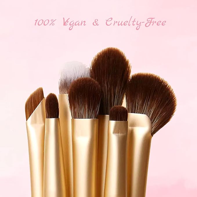 Eyeshadow Makeup Brushes Set with Case 7 PCS Soft Synthetic Hairs Eye Makeup Brushes for Blending Eyebrow Eyeliner Eyeshadow （White）