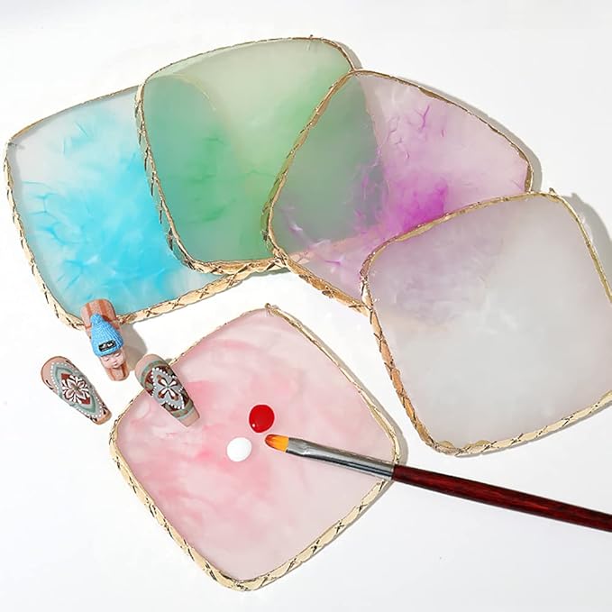 Square Nail Art Palette Painting Makeup Palette Tray Cosmetic Nail Gel Polish Colors Mixing Pallet Pink