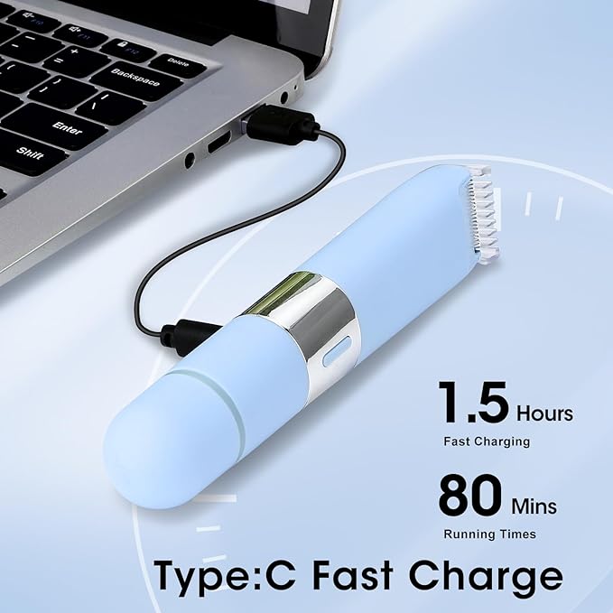 Dual Head Electric Shaver Bikini Trimmer for Women, IPX4 Waterproof Wet & Dry Use Body Trimmer for Face Lip Chin Pubic Underarm Legs, 80Mins Runtime, Travel-Friendly, Ideal Gift for Women