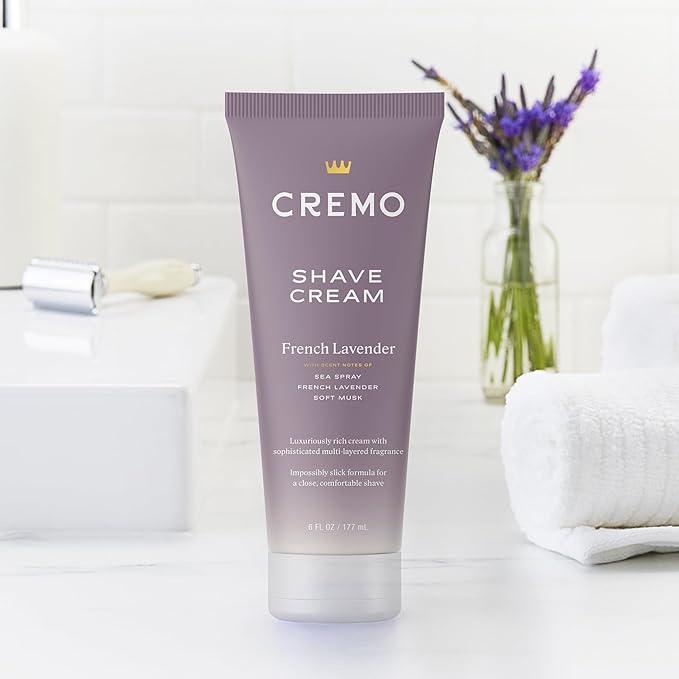 Cremo French Lavender Moisturizing Shave Cream, Astonishingly Superior Ultra-Slick Shaving Cream for Women Fights Nicks, Cuts and Razor Burn, 6 Fl Oz