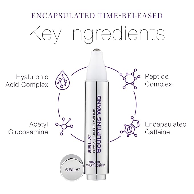 SBLA Beauty - Neck, Chin & Jawline Sculpting Wand 0.7 Fl Oz / 20mL - Lifts & Firms the Neck, Chin, Jawline & Decollete - Reduces Lines & Wrinkles - Smooths, Tightens Sagging Skin - Evens Out Skin Tone