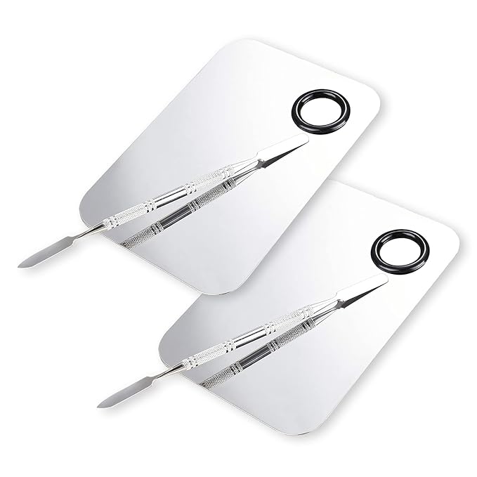 2 Pcs Makeup Mixing Palette, Upgrad Stainless Steel
