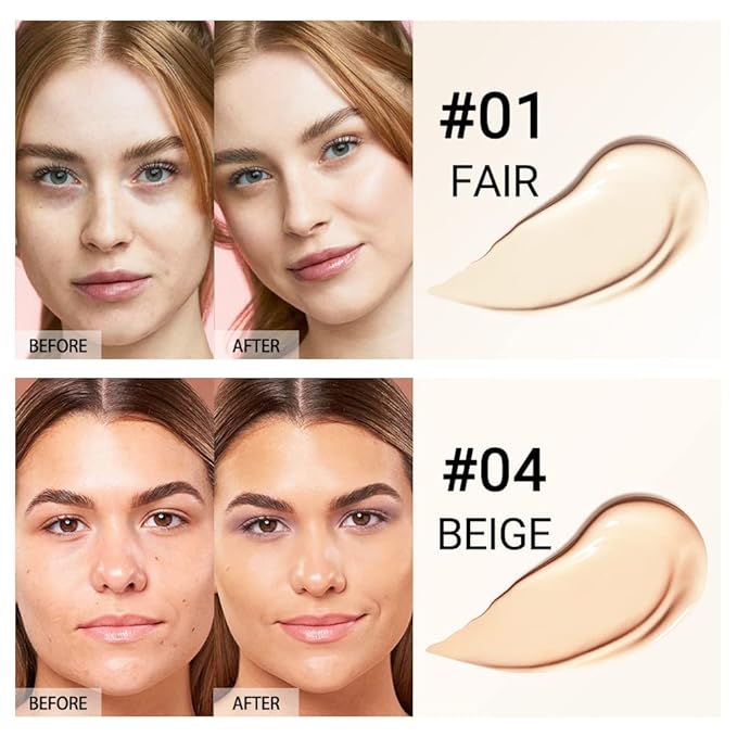 2Pcs Hydrating Liquid Concealer Serum for Women,Lightweight Warm