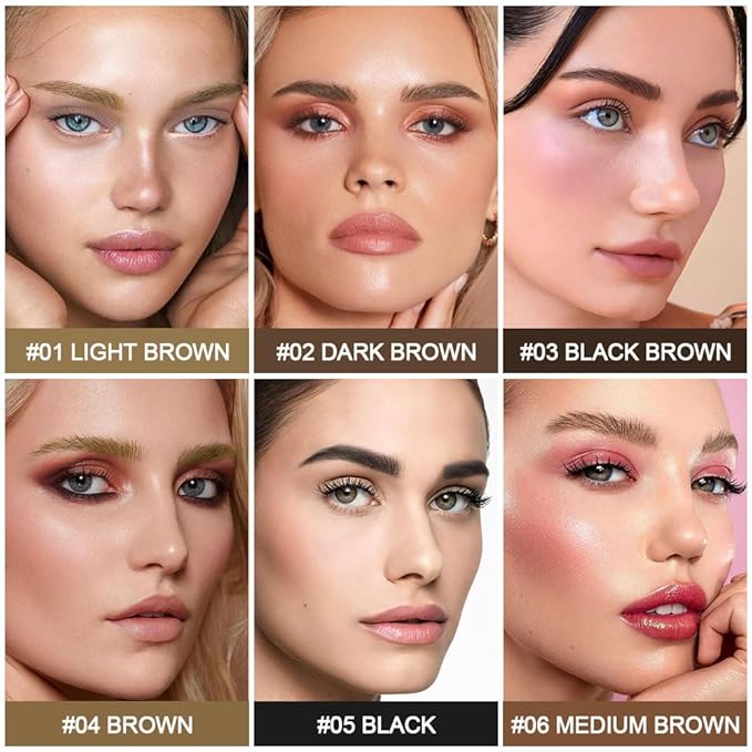 evpct 2Pcs Brown Magic Microblading Eyebrow Contouring Pen Brow Pencil, with 4 Brush Micro-Fork-Tips Precise Applicator, with Dual-ended Eyebrow Brush, Hair Like Strokes, Natural Looking Brows