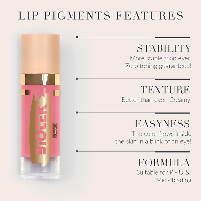 Biotek Lip Pigment for Permanent Makeup - Natural Antique Pink Lip Color - Made in Italy - Parfum 0,61 fl.oz.