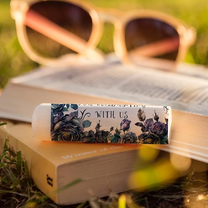 OLYCRAFT 100Pcs Self-Adhesive Lip Balm Tag Stickers 1.7x2.1 inch Goth Black Rose Waterproof Adhesive Label with Word Lipstick Tag Sticker for Lip Balm Container Tubes Lipstick Wrapping Decoration