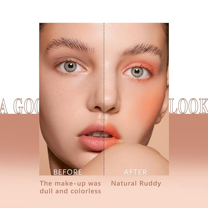 Cream Blush Stick for Cheeks Makeup, Waterproof Face Blush Stick Multi-Use Lip and Cheek Tint, Matte Finish Easy to Blend Lightweight Natural Cream Blusher Makeup for All Skin Tones-Orange