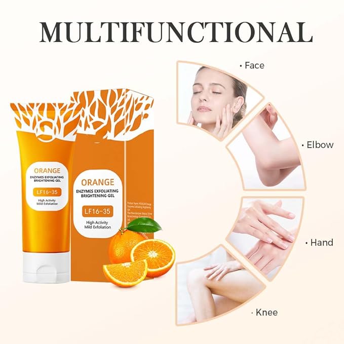 2025 New Orange Exfoliating Gel for Face and Body, Oranges Enzymes Exfoliating Gels Remove Blackheads Moisturize Skin, Upgrade Exfoliatings Cleansing Gel Scrub Clean Pores (Orange X2, One Size)