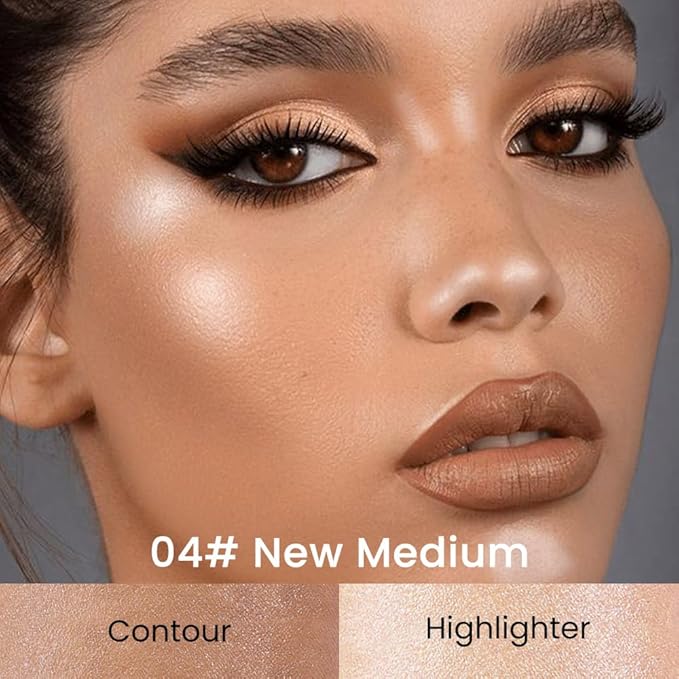 evpct 2in1 Face Shaping & Contouring Stick Cream Contour Concealer Bronzer Stick Makeup Kit for Beginner Face Highlighter Makeup Stick contorno maquillaje de maquillaje profesional,NEW Medium