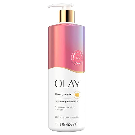 Olay Body Lotion for Women, Nourishing with Hyaluronic Acid Serum, Visibly Soften & Smooth Skin, 24hr Moisture & Hydration, Fast Absorbing Formula, Vitamin B3 Complex, For All Skin Types, 17 fl oz