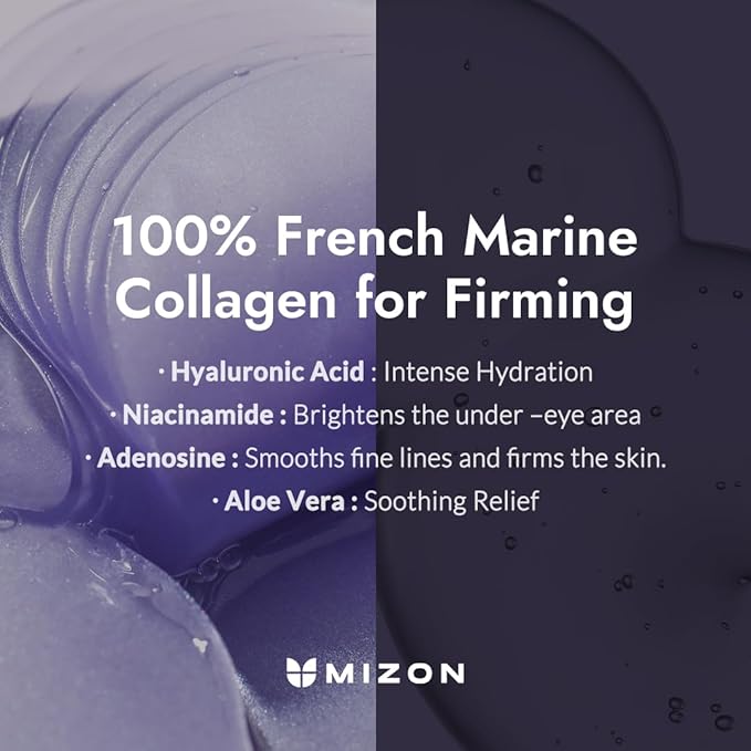 MIZON Collagen Eye Gel Patch with Hydrolyzed Collagen, Caviar, and Chamomile for Firming, Nourishment, and Wrinkle Care – 60pcs –