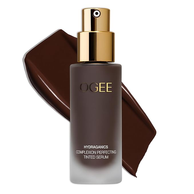 Ogee Complexion Perfecting Liquid Foundation - Lightweight Tinted Moisturizer For Face (Mahogany 14.5N - Deep Cocoa (Rich Undertones) - with Vitamin C & Jojoba Oil - Certified Organic & Made in USA