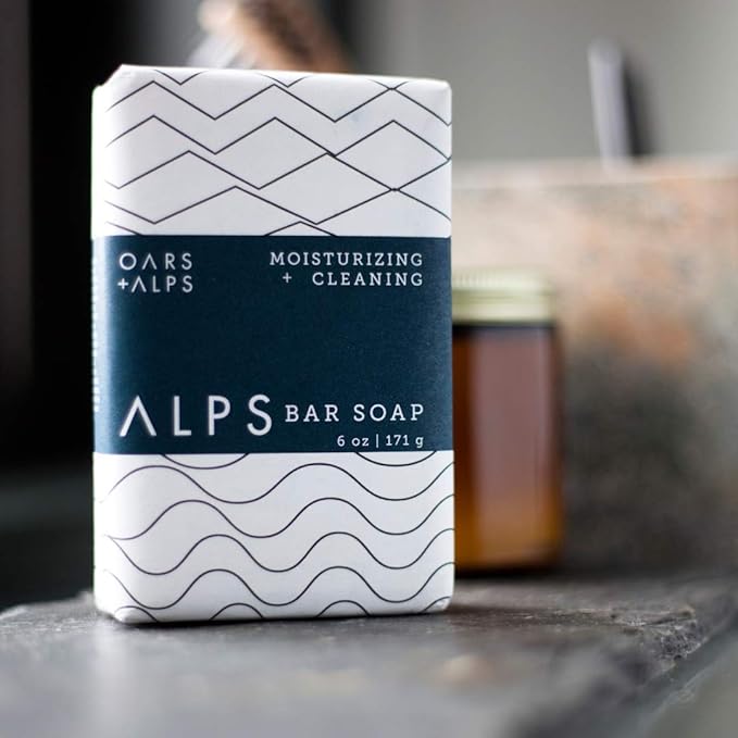 Oars + Alps Moisturizing Men's Bar Soap, Dermatologist Tested and Made with Clean Ingredients, Travel Size, 1 Pack, 6 Oz