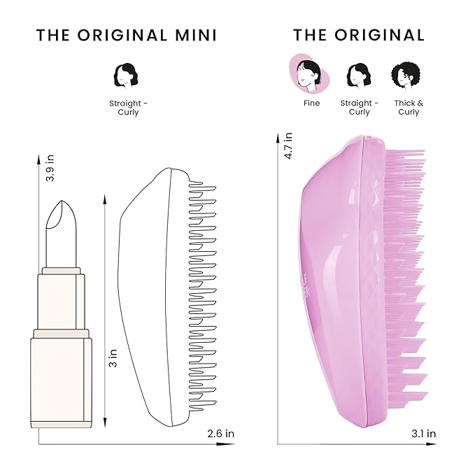 Tangle Teezer Original Detangler Brush, Dry & Wet Hair Brush for Color-Treated, Fine & Fragile Hair Types, Pink Dawn
