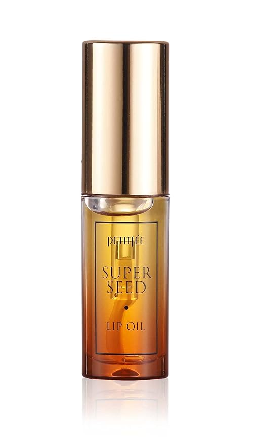 PETITFEE Lip Oil Super Seed | 0.10 Oz | Glass Lip, Healthy Lip Care, Moisturizing Lip Oil with Honey, Propolis, Herbal Oil, Glowy, Revitalizing, Calming Lip, Non-sticky, Non-artificial Colors