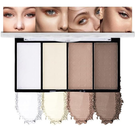 4-Color Contour Makeup Palette, Blush Highlighter Bronzer Powder Kit, Face Cosmetics Gift Set (02#, 1 Count (Pack of 1))