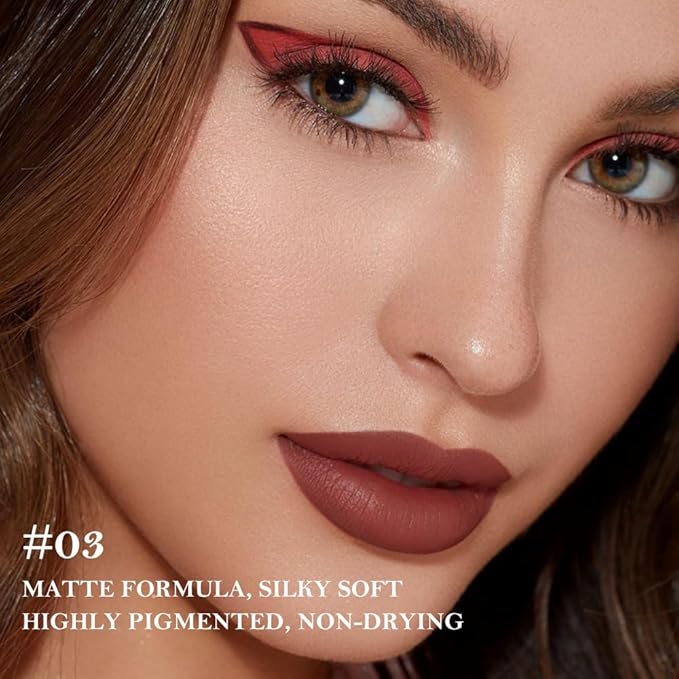 3Pcs Gradient Matte Lipstick Crayon Lip Liner pencil, Flawless Contour Gradual Ombre Effect lip Pencil, Lipstick for Women Long Lasting Waterproof Smudge Proof Lipstick Pencil 02#+03#+08#