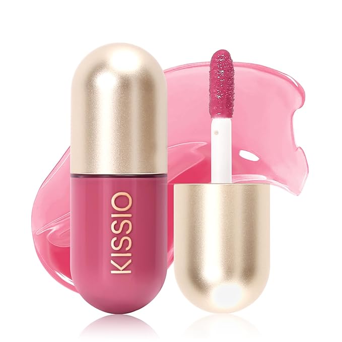 KISSIO Lip Plumper,Color Lip Plumper Gloss,Lip Enhancer,Plant Extracts Plumping Lip Serum,Moisturizing Lip Gloss for Fuller Lips and Hydrated Beauty Lips 5.5ml (04#Liqueur)