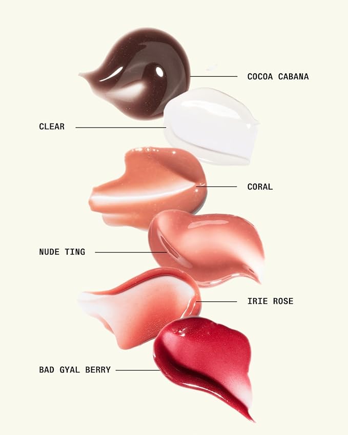 Cay Skin Isle Lip Balm SPF 30 – High Shine, Hydrating + Sheer Lip Gloss in Vanilla Brown Sugar Flavor – Formulated with Natural Ingredients for All Skin Tones – 3-Pack, Irie Rose