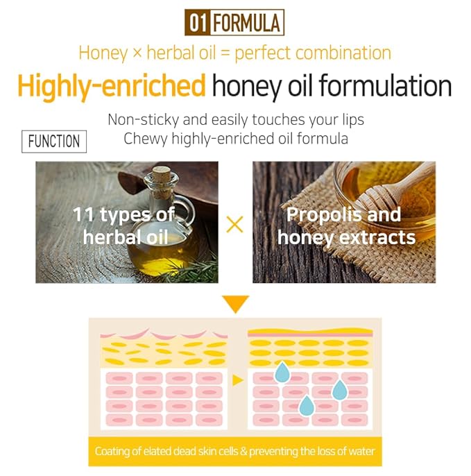 PETITFEE Lip Oil Super Seed | 0.10 Oz | Glass Lip, Healthy Lip Care, Moisturizing Lip Oil with Honey, Propolis, Herbal Oil, Glowy, Revitalizing, Calming Lip, Non-sticky, Non-artificial Colors