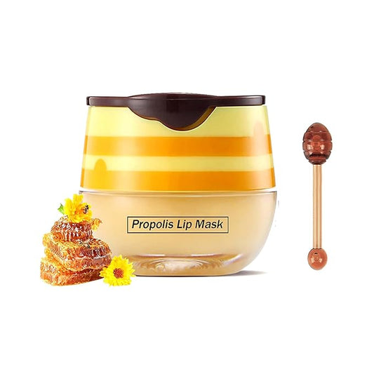 Bee Lip Balm Honey Pot,Honey Lip Mask Propolis Moisturizing Lip Balm with Stick,Propolis Moisturizing Honey Lip Balm,Hydrating & Prevention Dry and Cracked Lip,Lip Care Products