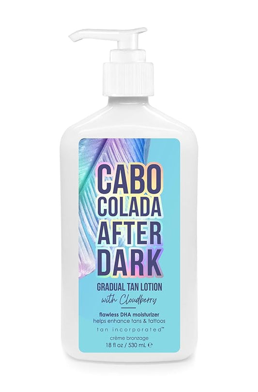 Cabo Colada After Dark DHA Moisturizer Lotion - Enchance your Tan & Tattoos -18oz, White