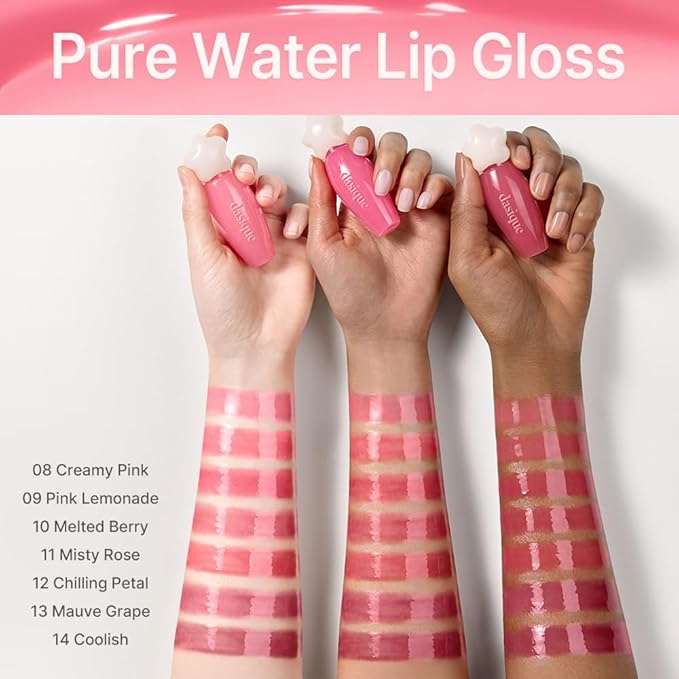 dasique Pure Water Lip Gloss 0.09 oz | Variety of Colors | Dewy Gloss | Buildable Gloss Tesxture | Non-Sticky | K-beauty (#06 Fade Rose)