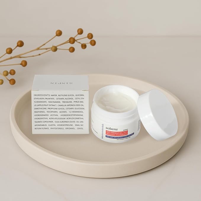 SINPIN aobenz Anti Aging Moisturizer Face Cream for Women & Men - Night Cream for Face & Neck | All Skin Types | Niacinamide + Hyaluronic Acid | Firming, Tightening, Anti Wrinkle, 1.76FL (1PCS)