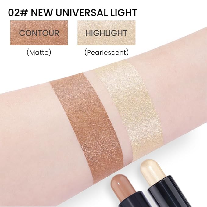 evpct 2in1 Face Shaping & Contouring Stick Cream Contour Concealer Bronzer Stick Makeup Kit for Beginner Face Highlighter Makeup Stick contorno maquillaje de maquillaje profesional,NEW Universal Light