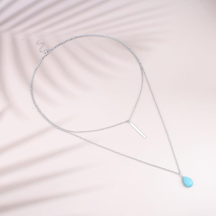 Boho Teardrop Turquoise Neckalce Layered Turquoise