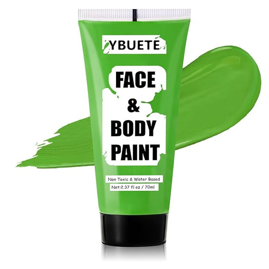 Light Green Water Based Face Body Paint for St. Patrick’s Day,2.37 OZ Large Tube Full Coverage Face Paint for Cosplay Monster Hulk Witch,Washable Green Body Painting Adult Halloween SFX Makeup