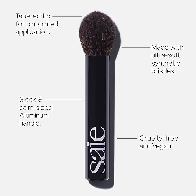 Saie The Fluffy Brush - Soft, Multi-Use Pressed + Loose Powder Brush - Fluffy Makeup Brush with Tapered Tip for Precise Application - Vegan, Cruelty-Free (1 Count)