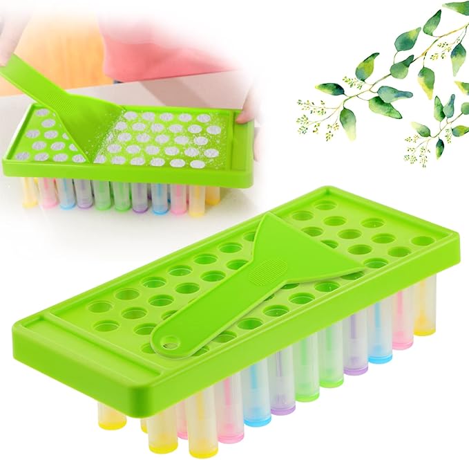 Maitys 2 Sets Lip Balm Tray and Spatula Portable Lip Balm Filling Tray and Spatula Set Lip Balm Tube Holder Lip Balm Tubes Tray Lip Balm Containers Lip Gloss Making Kit(Green)