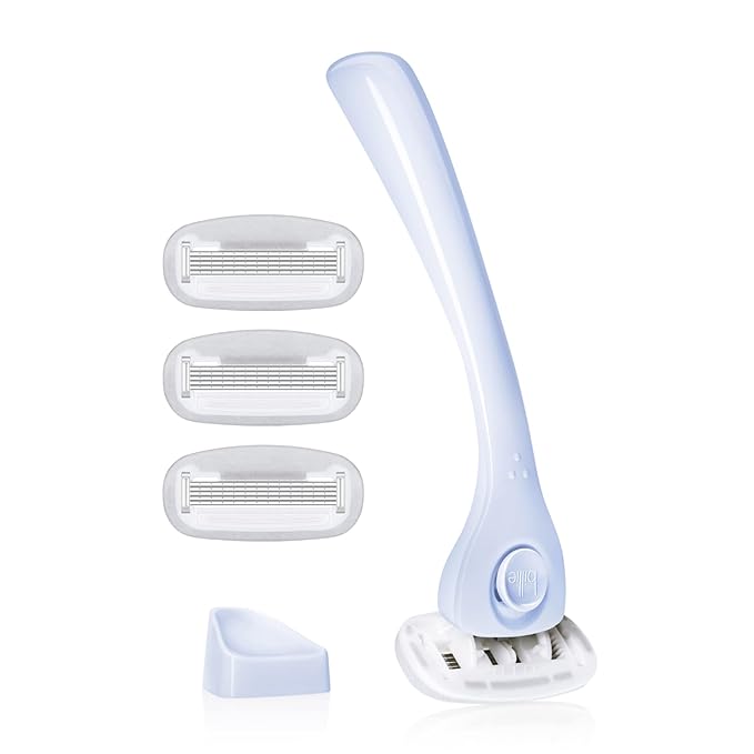 Billie Razors for Women Shave Kit with Women’s Razor, 4 x 5-Blade Razor Refills, Magnetic Holder - Cool Blue and Malibu