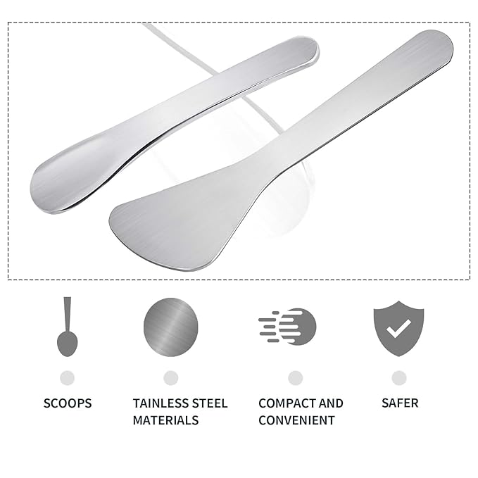 2Pcs Mini Metal Cosmetic Spatulas, Makeup Spatulas, Skincare Spatula, Cream Spatula, Beauty Accessories for Mixing and Sampling Plant Masks, Skin Care Creams, Eye Cream, Essences(Style 3)
