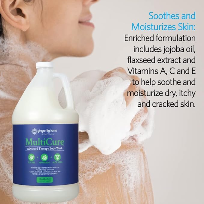 Ginger Lily Farms Botanicals MultiCure Advanced Therapy Body Wash with Tea Tree Oil, Peppermint and Aloe Vera, 100% Vegan & Cruelty-Free, 1 Gallon (128 fl oz) Refill