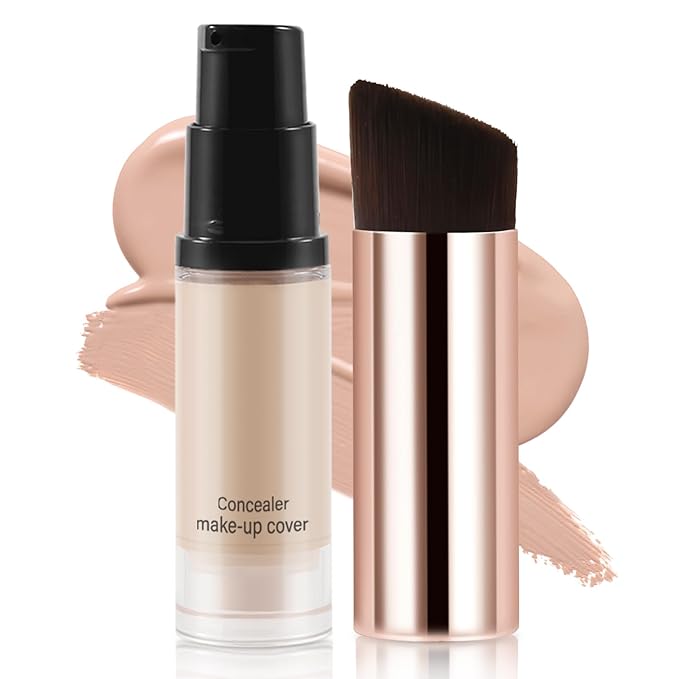2pcs Liquid Concealer Set with Brush,Full Cover,Concealer Wand with Matte Finish,Corrects，Covers，Long Wear Up to 24hr