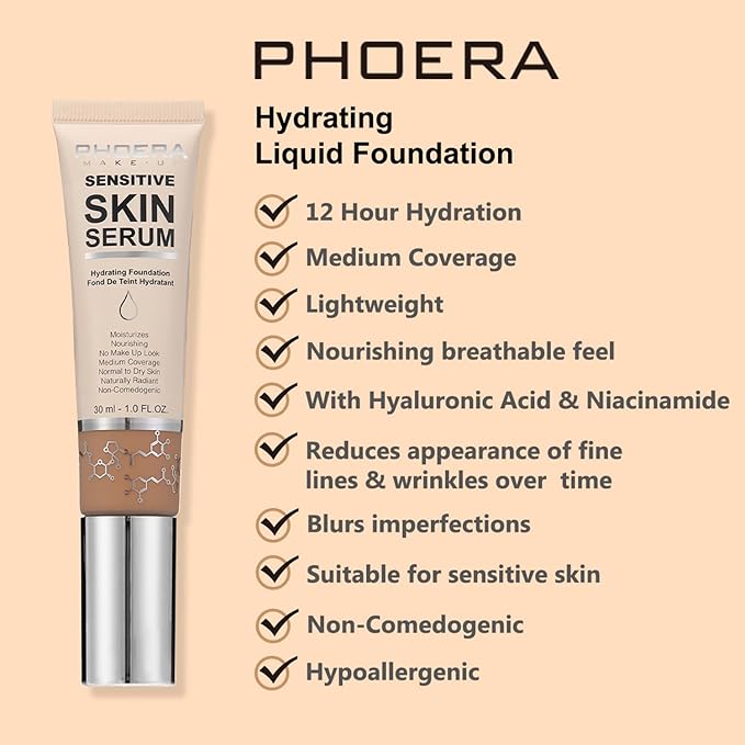 2024 New PHOERA Foundation Makeup for Mature Skin, (N02 Nude)